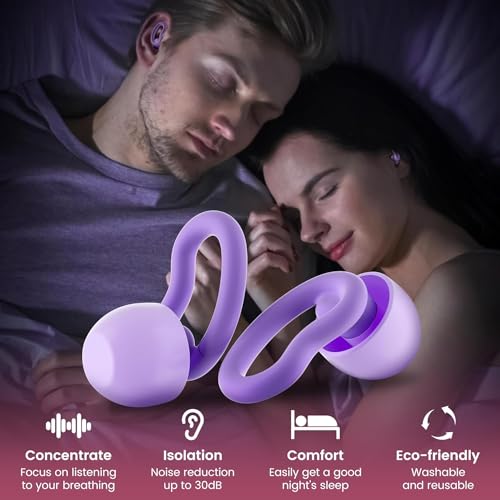 Ear Plugs for Sleeping for Side Sleepers, Soft Silicone Ear Plugs Anti Snoring 6 Sizes S/M/L for Optimal Fit (Single & Double), 2 Pairs Ear Wings, Reusable, Noise Reduction