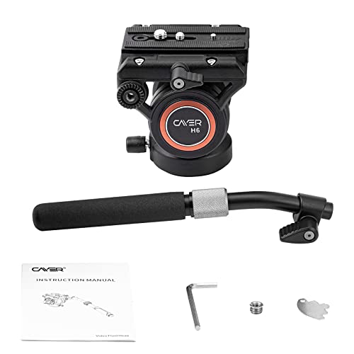Cayer H6 Video Fluid Head, Camera Tripod Fluid Drag Pan Head with 60 mm
