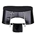 YiZYiF Men's Wetlook Leather Underwear Double Zipper Pouch Trunks Boxer Briefs Black Large(Waistline 33.0-41.0