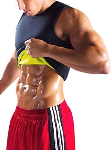 OUSPOTS Hot Men Sauna Vest Black Neoprene Slimming Sweats Sauna Tank Top Waist Trainer Sweat Vest for Mens Weight Loss and Muscle Building