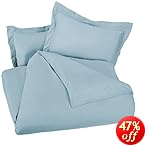 AmazonBasics Microfiber Duvet Cover Set - Full/Queen, Spa Blue