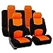 FH Group Car Seat Covers Full Set Cloth - Universal Fit Automotive Seat Covers, Low Back Front Seat Covers, Solid Back Seat Cover, Washable Car Seat Cover for SUV, Sedan and Van Orange