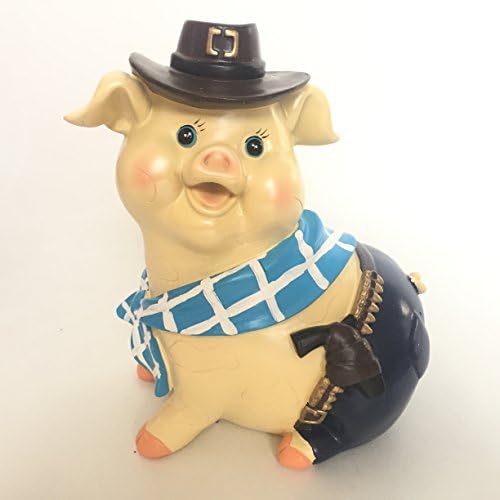 Home Decor Cowboy Porket Pig Piggy Bank Money Box Statue