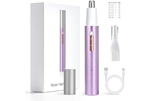 Ginity 2024 USB Rechargeable Nose Hair Trimmer for Men Women,4 in 1 Painless Eyebrow & Facial Hair Trimmer with Powerful Motor and Dual-Edge Blades for Ear & Beard,Easy Cleansing