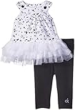 Calvin Klein Baby-Girls Printed Jersey Tunic and Black Spandex Leggings, Black/White, 0-3 Months