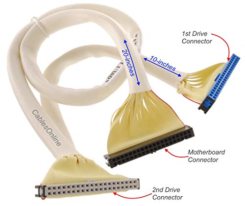 CablesOnline 30-inches 40-Pin (80-Wire) Ultra ATA 2-Drive White Internal Round Cable, FI-U30R