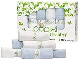 Organic Bamboo Baby Washcloths - Soft Baby Wash Cloths for Face & Body, Gentle on Sensitive Skin - Organic Washcloths with Bamboo Made from Rayon Fiber & Bonus Machine Washable Bag by Pupiki 10 x 10"