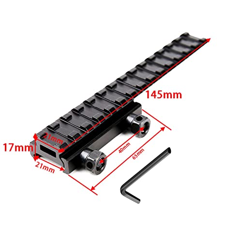 GOYOJO Tactical Picatinny Rail Scope Mount Extender 20mm Dovetail Riser Hunting Flat Top Base Adapter Converter 145mm 14 Slots for Extension Red Dot Sight