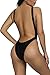 Viottiset Women's Cut-Out Thong One-Piece Monokini Swimsuit Black Bathing Suit Backless Bandage Small