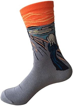 Men&amp;Women's Famous Painting Art Printed Casual Cotton Crew Socks, One Size (The Scream)