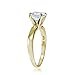 Hoops & Loops Yellow Gold Flashed 925 Sterling Silver 1.0ct Round Brilliant Cut Cubic Zirconia Solitaire Engagement Bridal Wedding Statement Band Ring for Women, Size 8