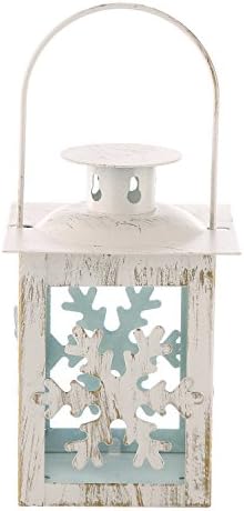 TZINSUN Metal&amp;Glass Decorative Hanging Tealight Candle Lantern with Christmas Snow Shaped Ideal Gift for Christmas Candle Holders(White)