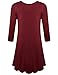 BELAROI Women's Plus Size Dress Fall Casual Swing 3/4 Sleeve T Shirt Loose Tunic Dress (3X, Wine Red)