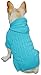 Lanyarco Sky Blue Dog Classic Cable Pet Sweater Hoodie for Dogs, XXX-Large (XXXL) Size
