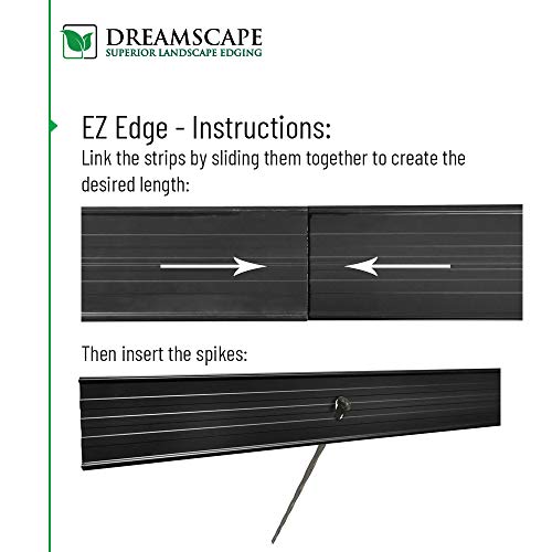 Dreamscape EZ Edge Aluminum Landscape Edging 4 Strips, 6ft Each (24ft Total), Black Painted