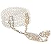 Coucoland 1920s Flapper Bracelet Ring Set Roaring 20s The Great Gatsby Austrian Crystals Imitation Pearl Bracelet Accessory (Gold)