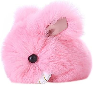 Jesse Plush Toy, 4.13 x 3.94 inches / 10.5 x 10 cm, Cute Bunny Rabbit Soft Fuax Fur Animal Doll Pandent Gift for Kids Girls Boys, Pink