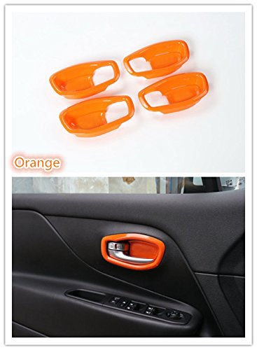 FMtoppeak 4 pcs Car Inner Door Handle Bowl Cover Trim Frame for Jeep Renegade 2014 UP Orange
