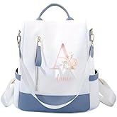 Customizable Backpack for Women & Men, Personalized Laptop Backpack with Name/Initials, Convertible Backpack Purse with Anti-Theft Pocket, 3-Way Tote Shoulder Backpack for Travel, Work & Outdoor