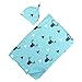 Sleep Sack For Toddlers,Sunbona 2Pcs Newborn Baby Organic Cotton Blanket Swaddle Wrap Print Sleeping Bag Kids Headband Set (Blue)
