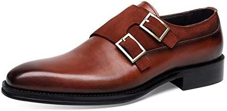 High-Grade Men's Double Monk Strap Leather Dress Shoes,Formal Shoes,Pointed Loafer British Style Comfortable Classic Business Wedding Shoe Casual
