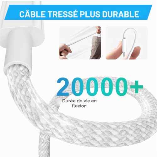Mac Book Air Pro Charger, 70W USB-C to Magnetic 3 Charger M5/M4/M3/M2 with MacBook Air 13/15 Inch (2022-2026), MacBook Pro 14/16 Inch (2021-2026), Comes with 2M Braided Cable | Compatible avec MacBook Air 13/15 pouces (2022–2026), MacBook Pro 14/16 pouces (2021–2026) avec câble tressé de 2 mètres
