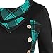 Lutos Plus Size Womens Turtleneck Cowl Neck Tops Button Plaid Patchwork Ruffles Shirts Tunic Long Sleeve Pulloverthumb 2
