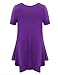 BELAROI Womens Basic Solid Loose Fit Short Sleeve Tunic T Shirt (2X, Deep Purple)