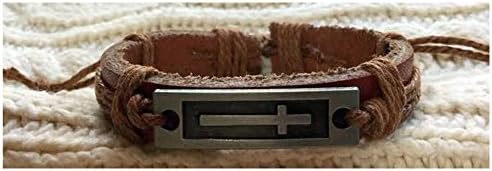 Leather Christian Inspirational Cross Bohemian Unisex Wristband Slip Knot Bracelet