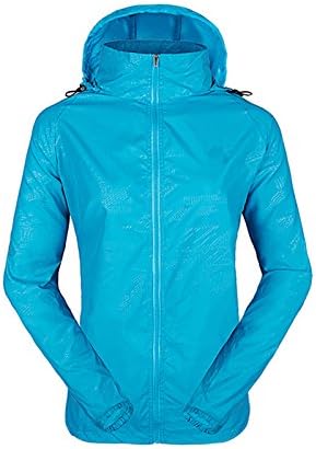 CraneLin Unisex UV Protect Jacket Quick-Dry Lightweight Jacket Wind Proof Outdoor Hoodie LVPFY118-Blue-XL