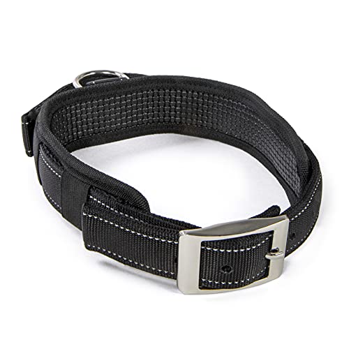 Sherpa Dog Collar, Built-in Quick Grab Handle, Padded - Black, Large