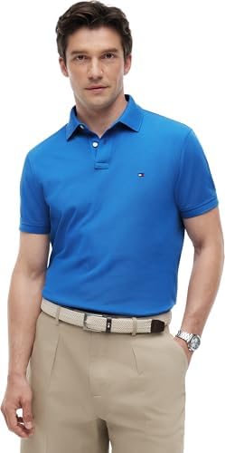 1985 Polo Regular MW0MW17770 S/S para Masculino, Azul, L