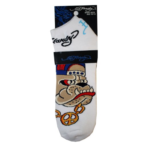 Ed Hardy Unisex Sport Sock Size 10-13 Skull in Fire Black/White