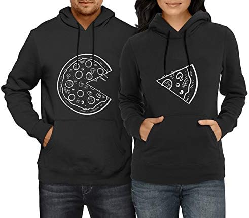 Couples Hoodies for Him and Her Pizza Matching Sweaters for Couples Gift 2 Pcs