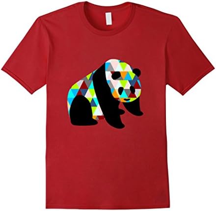 Men's Panda Triangle Pattern T-Shirt Geometric Animal shirt XL Cranberry