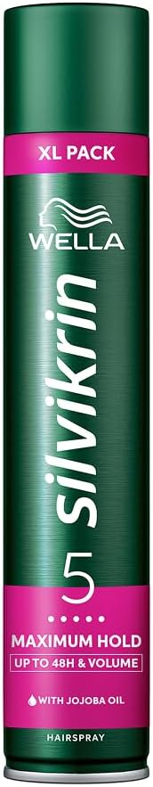 Wella Silvikrin Maximum Hold Hairspray 500ml Jojoba Oil UV Protection Frizz
