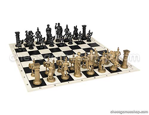 Roman Chess Set - Vinyl Chess Board Black / White- Size 17,3