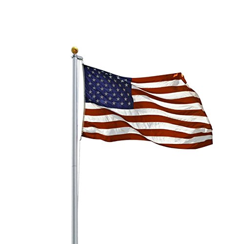 20ft Aluminum Sectional Flagpole Kit Outdoor Halyard Pole + 1PC US American Flag