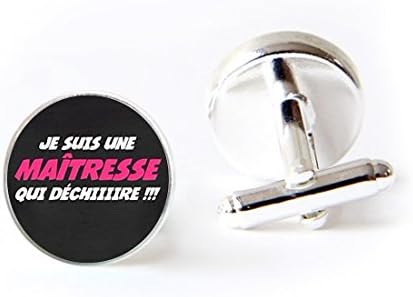 Glass Shirt Cufflinks Jewelry je suis sune maitress qui dechiiire Glass Cabochon Dome Cuff Link for Men Women