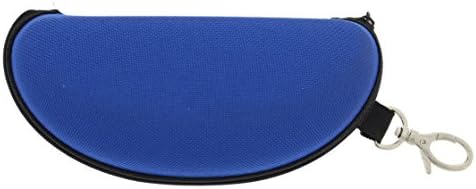 Unisex Nylon Hard, Zippered Sunglass Case with Swivel Keychain Hook (6.75"x2.5") (Blue)