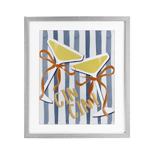 'Cheers Drinks on Stripes'| Framed Print Under Glass