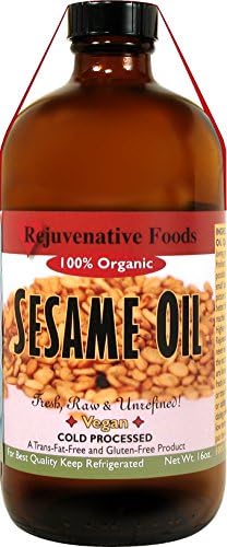 Rejuvenative Foods Virgin &amp; Unrefined Certified Organic Pure and Fresh Raw Completely Low-Temp Pressed and Processed Sesame Seed Oil-32 oz