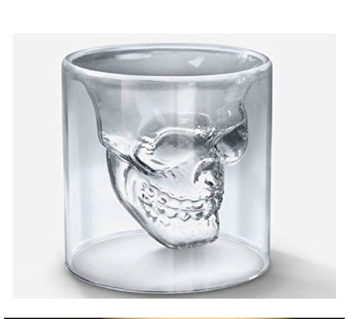 Blue Stones Creative Skull Shot Glass Beer Cup Double Layer Transparent Wine Whiskey Cup Drinkware Milk Juice Mug