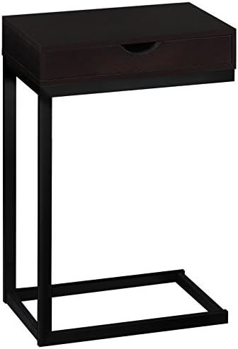 Monarch Specialties I 3031, Accent Table With A Drawer , Chrome Metal, Black