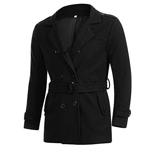 Clearanceï¼ New Winter Men Slim Stylish Trench Coat Double Breasted Long Jacket Parka (M, G-Black)