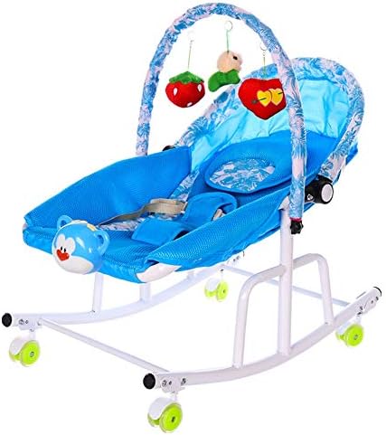 Yzibei Infant rocking chair Baby Cradle Rocking Chair Lie Baby To Toddler Rocker Sleeper Suitable for newborn children (Color : Blue, Size : 70 * 80 * 40cm)