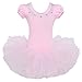 BAOHULU Kids Leotards for Dance Short Sleeve Rhinestone Ballet Tutu Dress for Little Girls 3-8 Years B093_Pink_XL