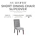 SureFit Stretch Pique Short Dining Room Chair Cover, Dining Chair Cover with Bottom Elastic for a Secure Fit, Removable & Machine Washable, Cream