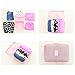Hugesaving 6pcs travel Organizers Packing Cubes Luggage Organizers Compression Pouches Fabric Travel Storage Bag Pink