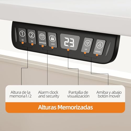 Elevable Eléctrico 160x60cm,Ajuste de Altura con Rueda,Escritorio de Pie para Oficina en Casa, con Memoria y Soporte Metálico en T (White, 160cm)